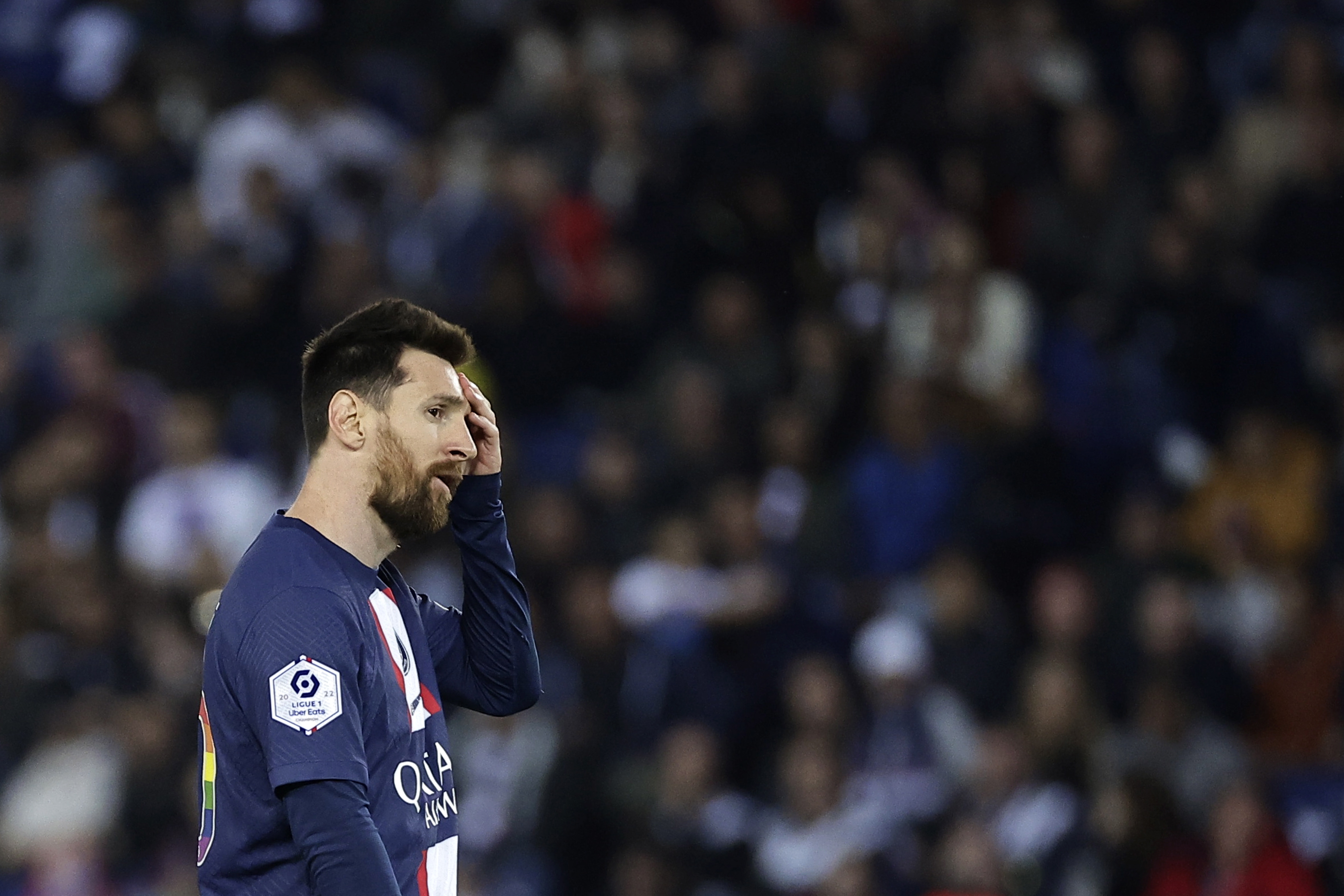 Paris (France), 13/05/2023.- Paris Saint Germain's Lionel Messi in action during the French Ligue 1 soccer match between PSG and AC Ajaccio at the Parc des Princes stadium in Paris, France, 13 May 2023. (Francia) EFE/EPA/CHRISTOPHE PETIT TESSON