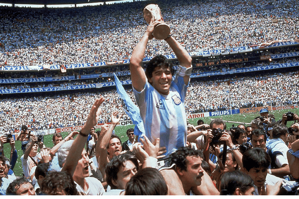 Diego Armando Maradona fue campeón del mundo en 1986 con la selección de Argentina.