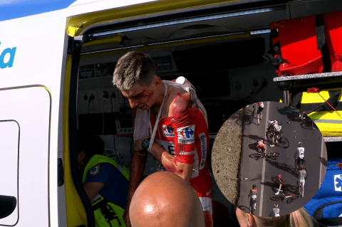 El video que revela la razón de la violenta caída de Tadej Pogacar en la Vuelta a España