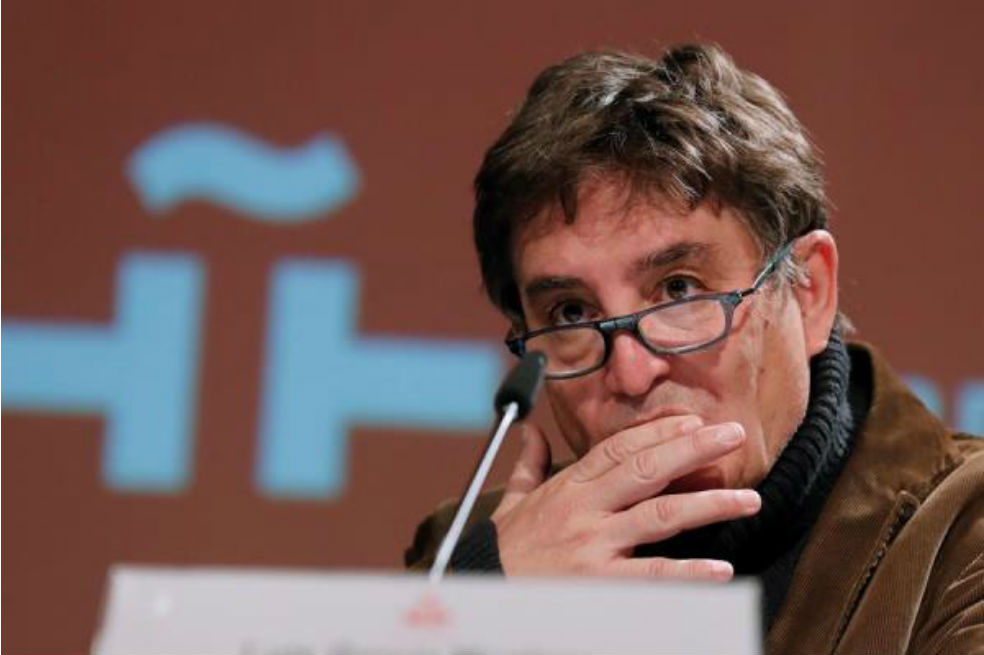 El director del Instituto Cervantes, Luis García Montero, durante la presentación este jueves en Madrid del balance del año académico 2019-2020 en la institución, presente en 86 ciudades de 45 países en los cinco continentes.