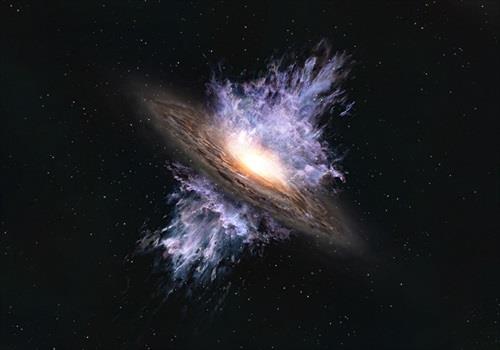 Impresión artística de un viento galáctico impulsado por un agujero negro supermasivo ubicado en el centro de una galaxia.
REMITIDA / HANDOUT por ALMA (ESO / NAOJ / NRAO)