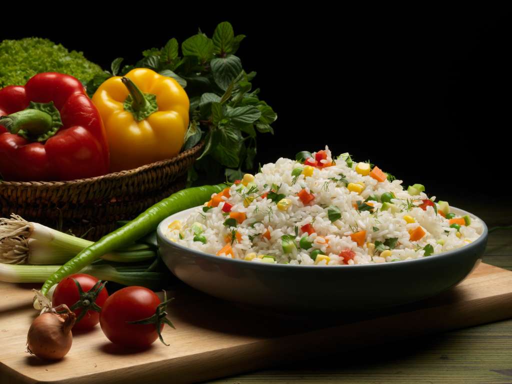 Arroz con vegetales y verduras
