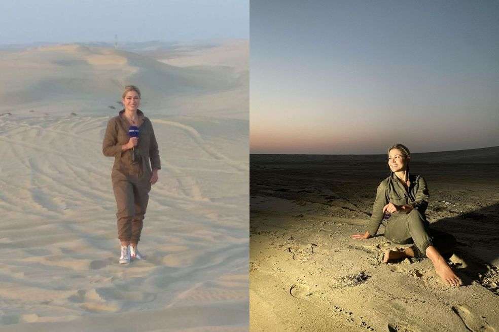 La presentadora Pilar Schmitt ha aprovechado su paso por la sede elegida por la FIFA para visitar un desierto