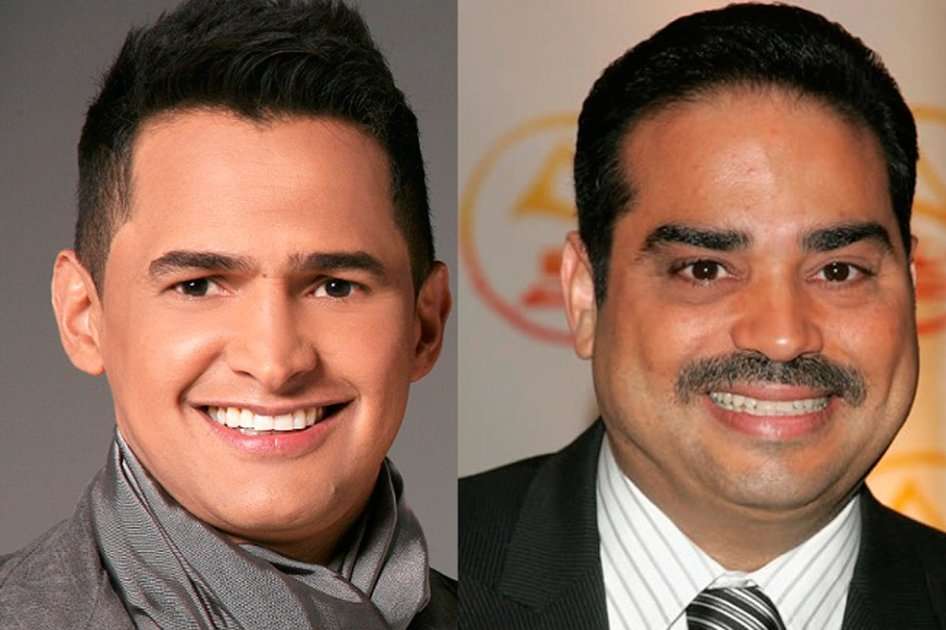 Los cantantes Jorge Celedón y Gilberto Santa Rosa.
