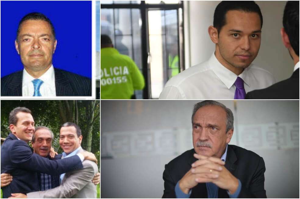 Arriba izq, fiscal José Umbarilla; arriba der, exabogado de Luis Alfredo Ramos, Leonardo Pinilla. Abajo izq, Esteban Ramos Maya, con su padre y hermano mayor; abajo der, exgobernador de Antioquia Luis Alfredo Ramos Maya. / Archivo particular y El Espectador.