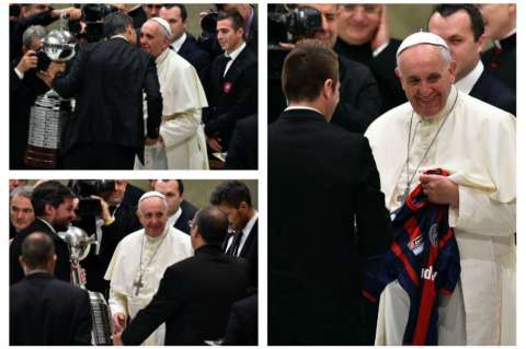 El San Lorenzo compartió con el Papa detalles de su triunfo en la Libertadores