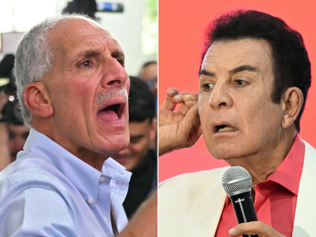 El candidato presidencial hondureño del Partido Nacional, Nasry Asfura a la izquierda y el candidato presidencial del Partido Liberal, Salvador Nasralla.