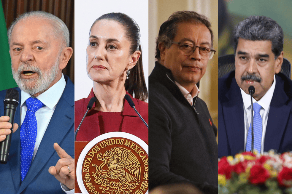 Mandatarios Luiz Inácio Lula da Silva (Brasil), Claudia Sheinbaum (México), Gustavo Petro (Colombia), Nicolás Maduro (Venezuela).
