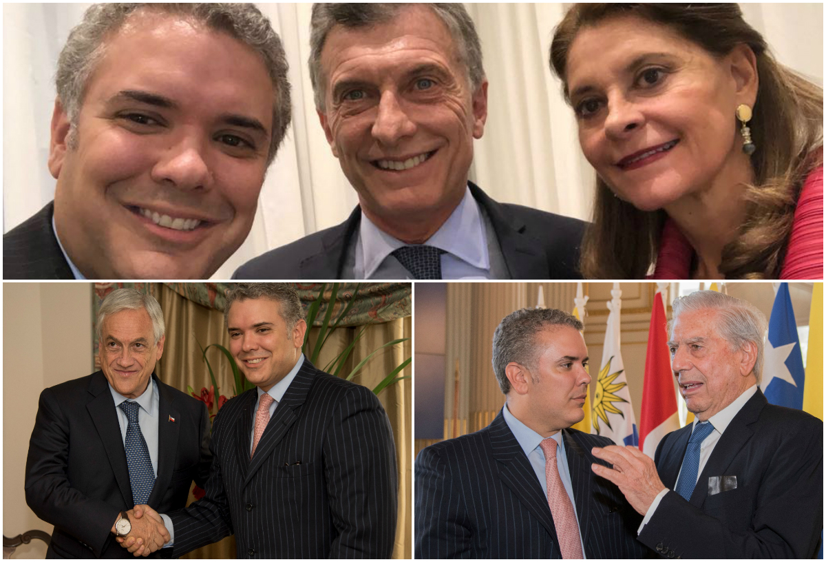El candidato Iván Duque se reunión con el presidente de Argentina, Mauricio Macri; con el presidente de Chile, Sebastián Piñera y con el escritor peruano Mario Vargas Llosa. / Cortesía