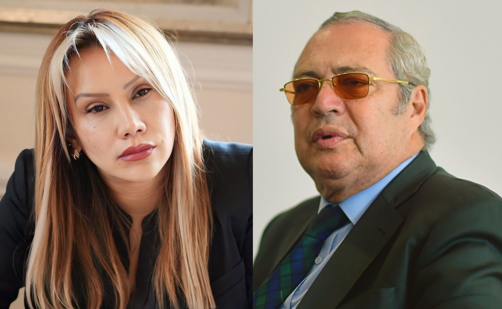 Sandra Ortiz, quien sale de la Consejería para las Regiones e Iván Name, presidente del Congreso.