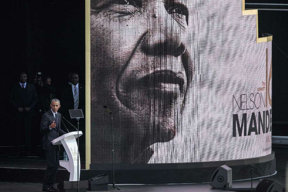 El expresidente de Estados Unidos Barack Obama fue el invitado estrella al homenaje a Nelson Mandela en Sudáfrica. / AFP