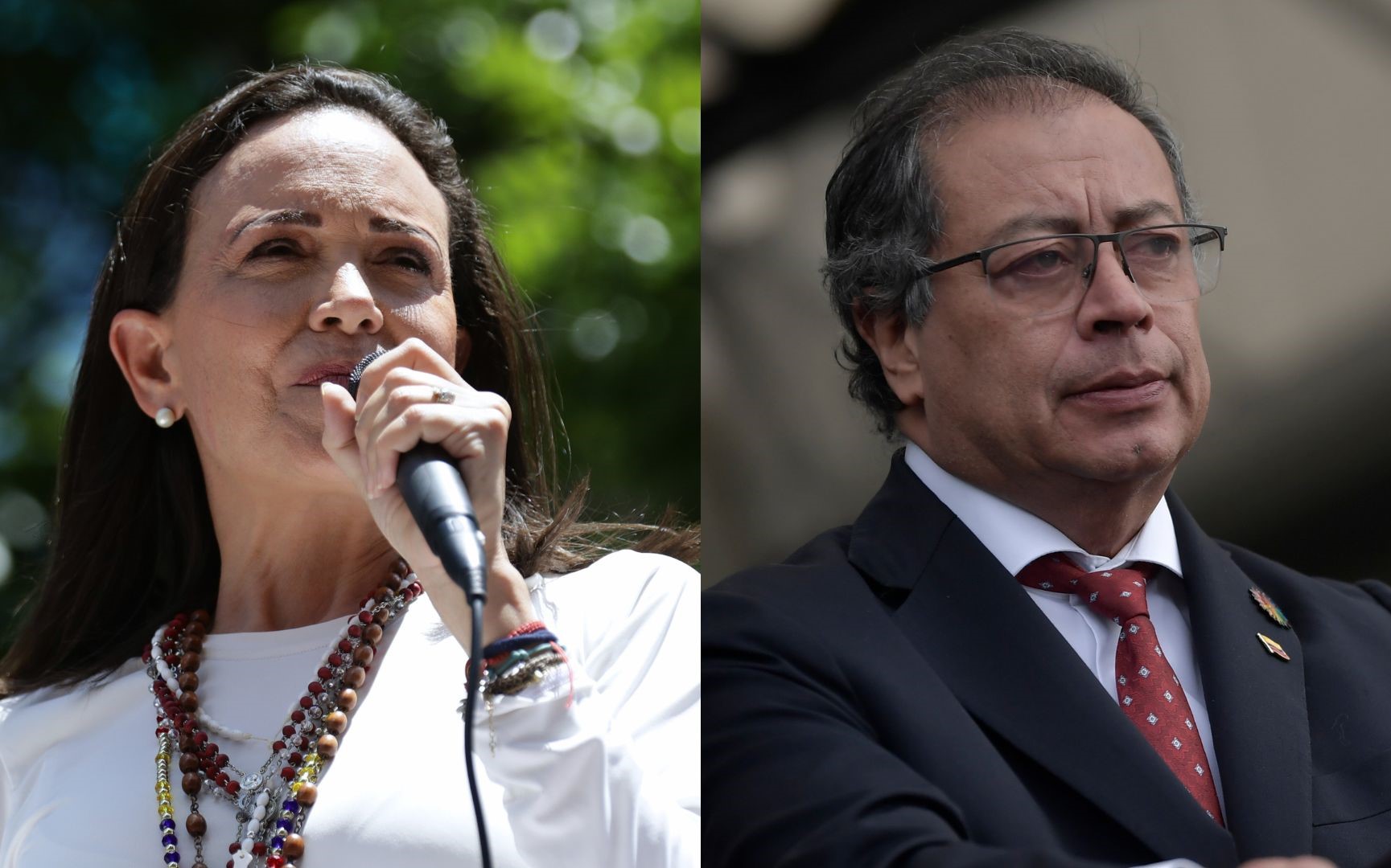 Líder de la oposición venezolana, María Corina Machado, y el presidente de Colombia Gustavo Petro.