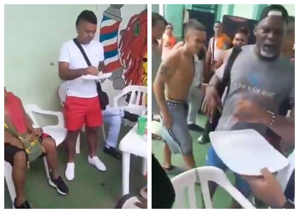 Internos festejan con drogas, música y comida en uno de los patios de la cárcel La Tramacúa, en Valledupar.