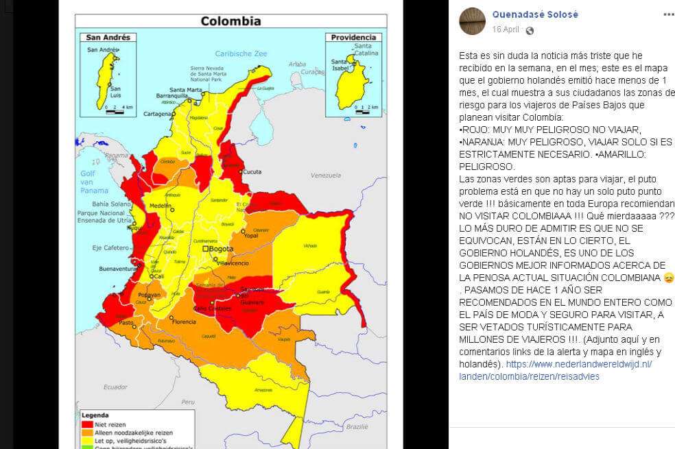 Captura de pantalla hecha el 29 de abril de 2019 de una publicación en Facebook.