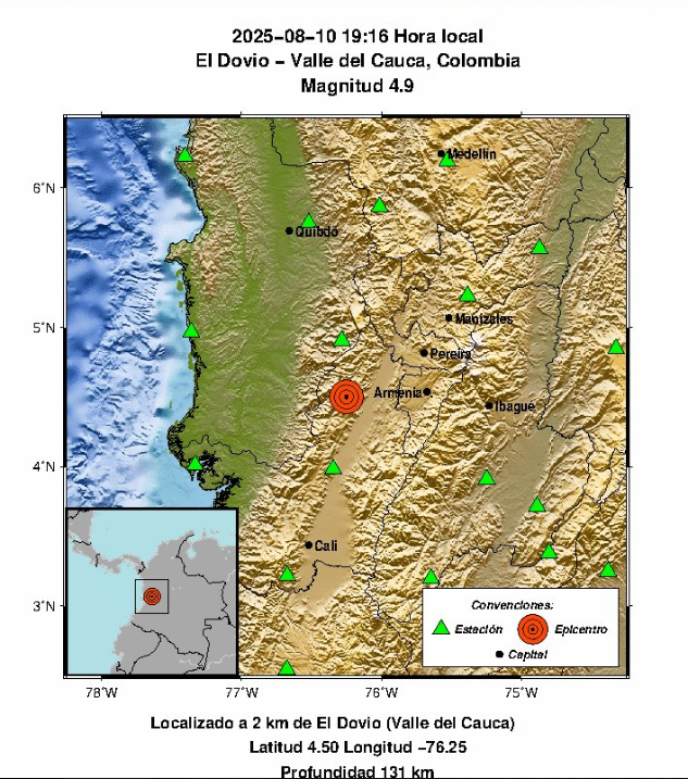 El sismo en Cali se registró en la noche del 10 de agosto.
