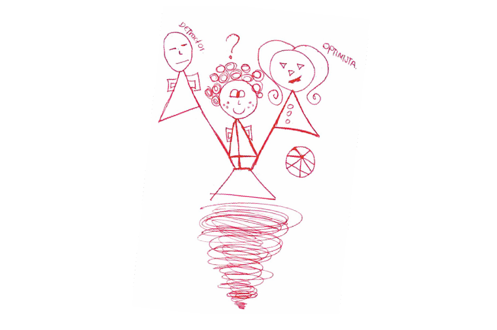 Este es un dibujo del libro "Les dimos la mano, tomaron la piel", que pintó un niño víctima del conflicto armado.