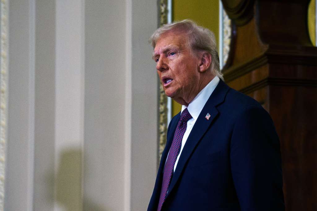Washington, Dc (United States), 09/01/2025.- US President-elect Donald Trump speaks to the media after a meeting at the US Capitol in Washington, DC, USA, 08 January 2025. Earlier, Trump paid his respects to former US President Jimmy Carter, who died at age 100 in his hometown of Plains, Georgia, on 29 December 2024. EFE/EPA/WILL OLIVER