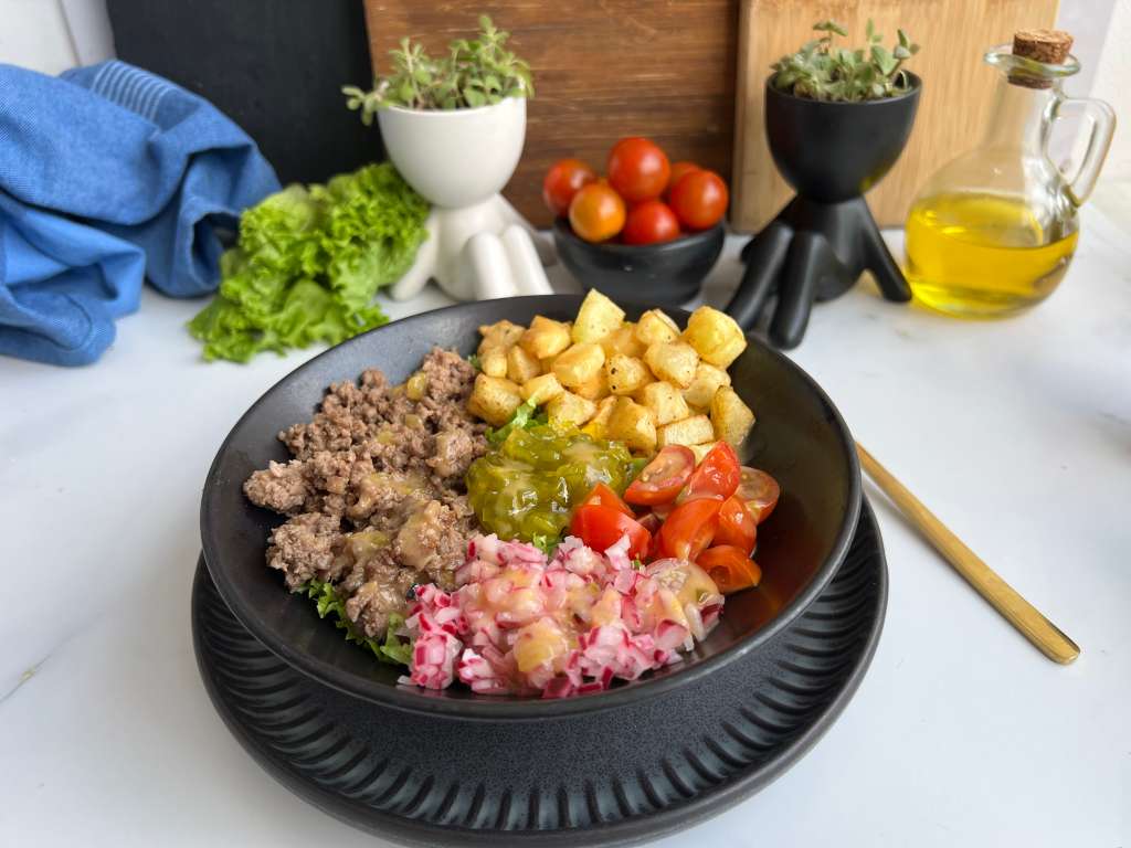 Tazón de hamburguesa