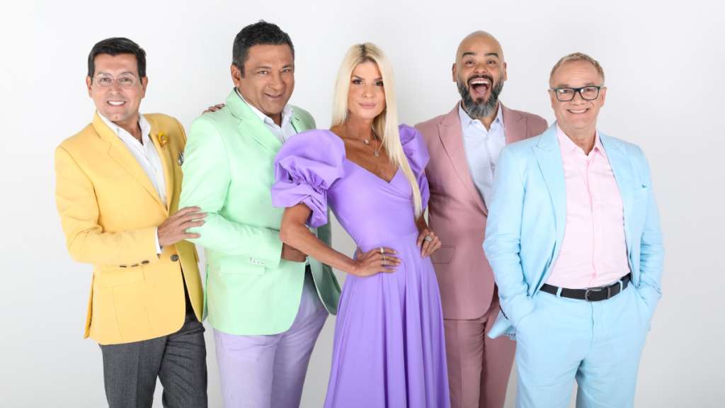 Juan Carlos Giraldo, Frank Solano, Mary Méndez, Carlos Vargas y Carlos Giraldo, presentadores de 'La red'.