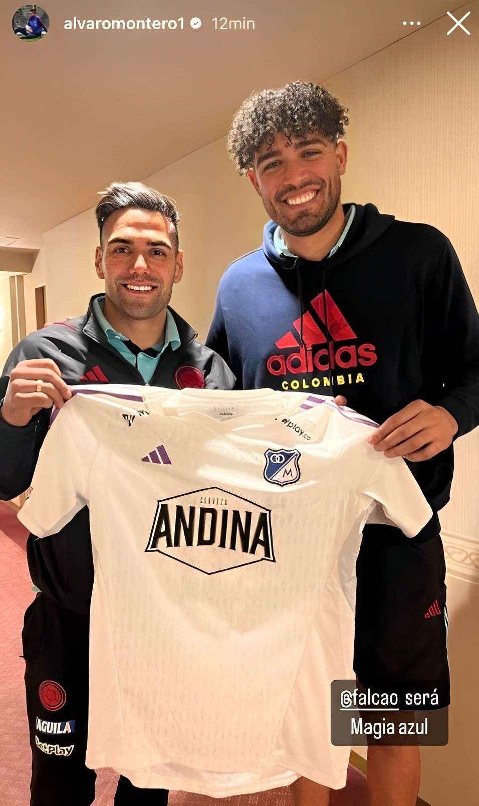 Historia subida en la cuenta de Instagram del guardameta de Millonarios Álvaro Montero.
