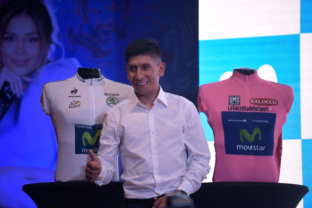 Ciclista colombiano en rueda de prensa, anunciando su regreso al equipo Movistar Team.