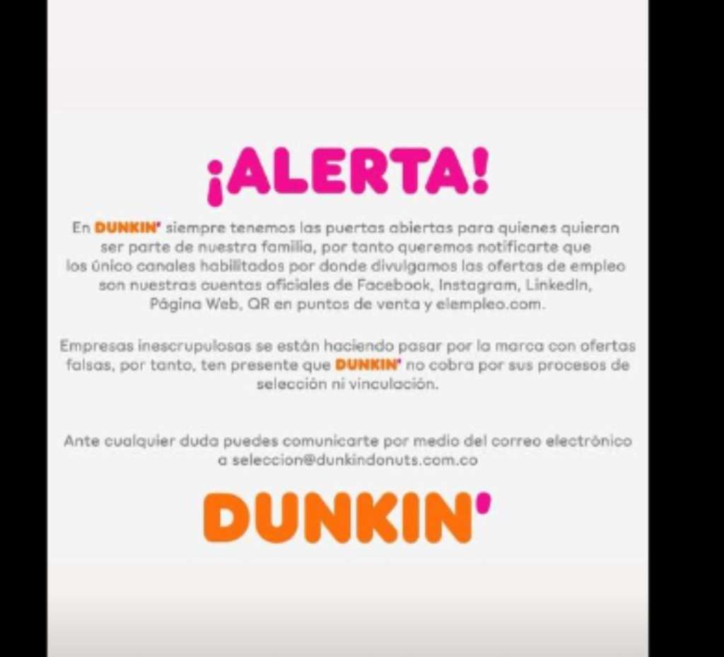 La información compartida por Dunkin' Donuts a través de su cuenta en Instagram.