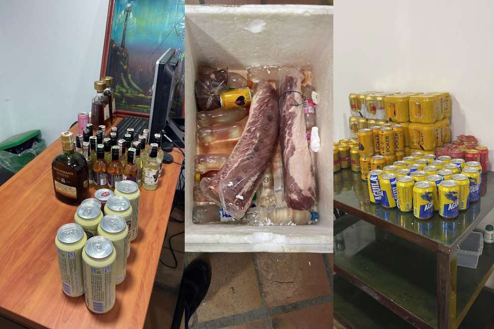 Whisky, vino, cervezas y hasta carne fue descubierto en el operativo.