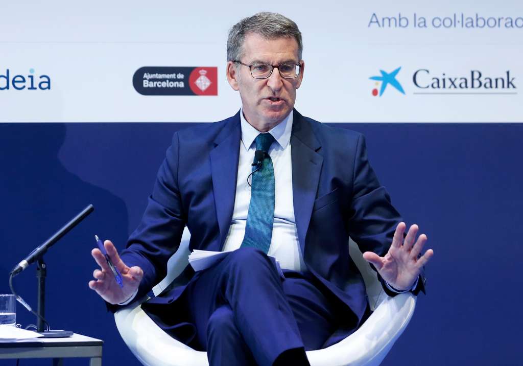 GRAFCAT982. BARCELONA (ESPAÑA), 31/05/2023.- El líder del PP, Alberto Núñez Feijóo, este miércoles en Barcelona donde participa en la tercera y última jornada de la Reunión Anual del Cercle de Economía. EFE/Andreu Dalmau