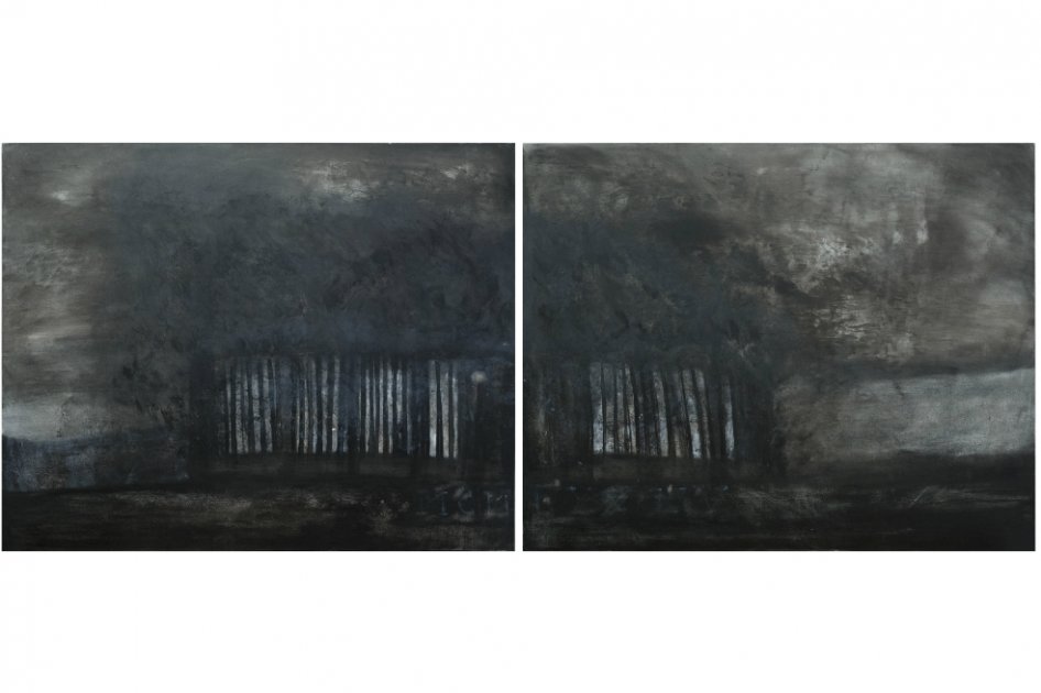 Pablo Mora, “1985” (del proyecto “22 de octubre”). Óleo sobre tela, 120 x 150 cm (cada pieza), 2013. / Foto: Archivo privado Pablo Mora