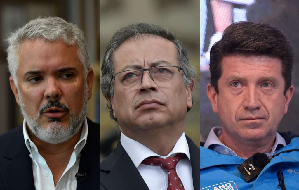Expresidente Iván Duque, presidente Gustavo Petro y exministro de Defensa, Diego Molano.