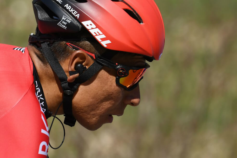 El colombiano Nairo Quintana regresó al país junto a su hermano Dáyer y su compañero Winner Anacona. / AFP