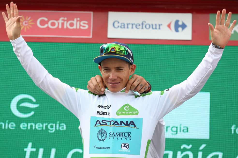 Miguel Ángel López, del equipo Astana, el mejor joven de la Vuelta a España. / EFE