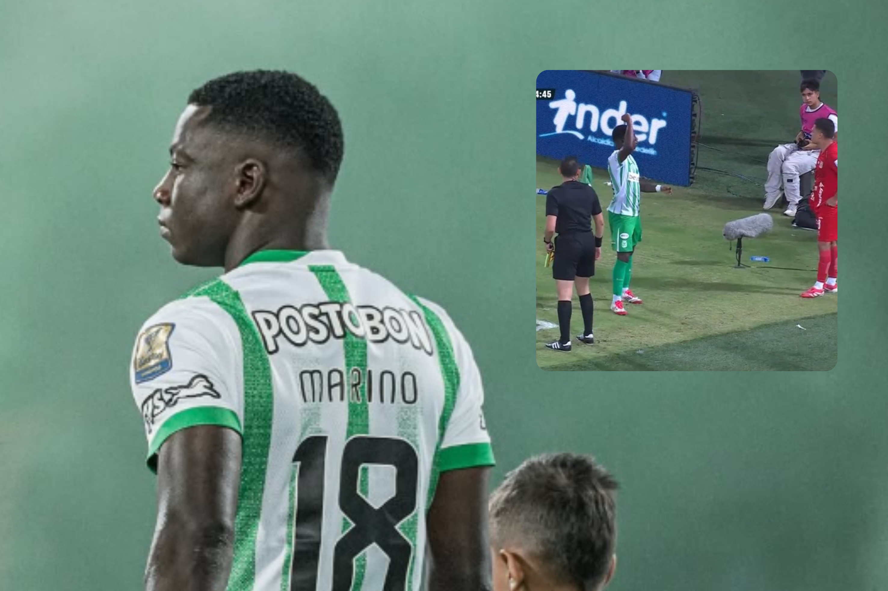 Marino Hinestroza y su provocación a Juan Fernando Quintero en el partido de Nacional contra América.
