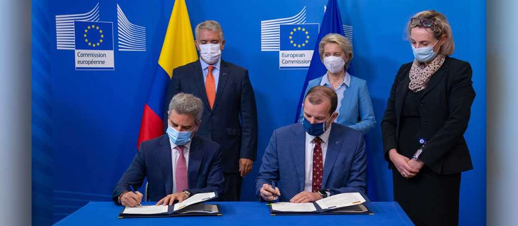 Iván Duque y Úrsula von der Leyen, presidenta de la Comisión Europea, firmaron en Bruselas la Declaración Conjunta por un Diálogo sobre Medio Ambiente, Acción por el Clima y Desarrollo Sostenible.
