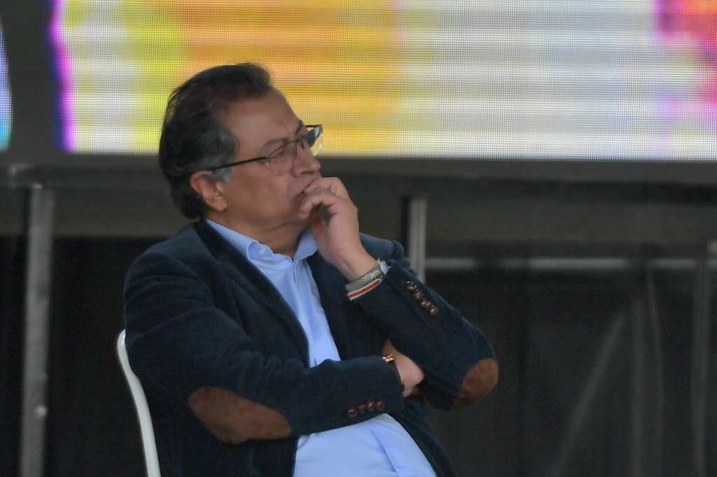 Presidente de la República, durante la concentración en la Plaza de Bolívar para defender la reforma pensional.