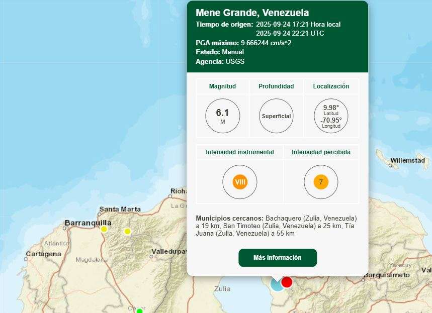 Sismo en Venezuela no producirá tsunami. /SGC