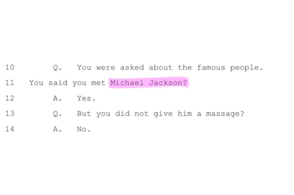 Sección del documento que menciona a Michael Jackson.