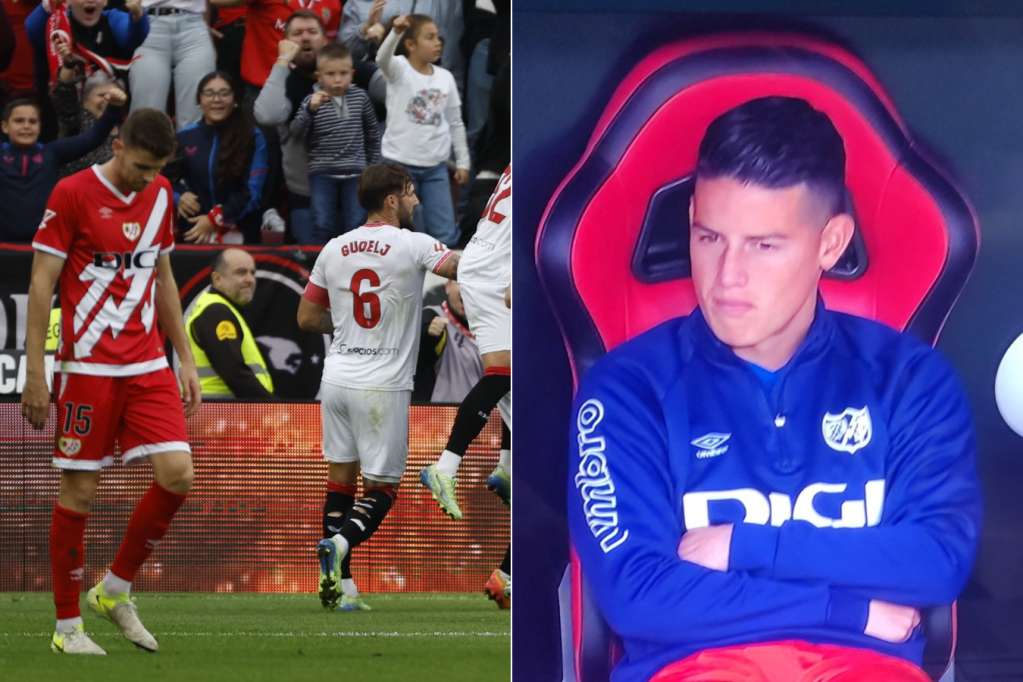 El colombiano James Rodríguez no jugó con Rayo Vallecano en la derrota ante Sevilla.