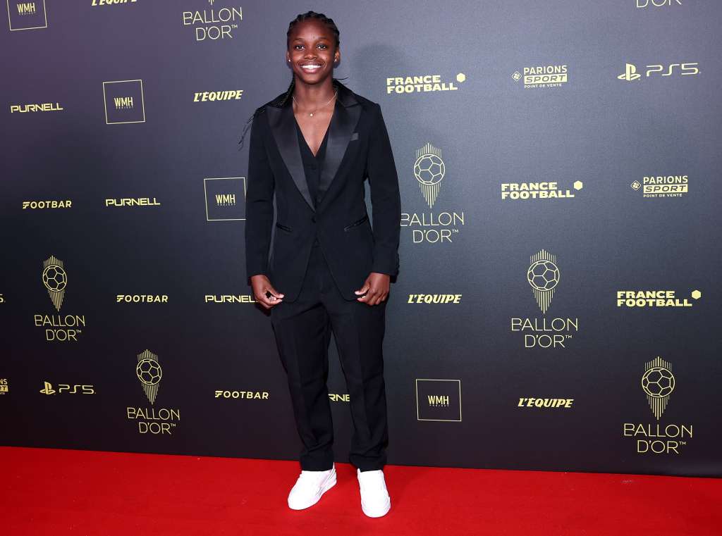 Paris (France), 30/10/2023.- Colombian player Linda Caicedo arrives for the Ballon d'Or 2023 ceremony at the Theatre du Chatelet in Paris, France, 30 October 2023. (Francia) EFE/EPA/MOHAMMED BADRA