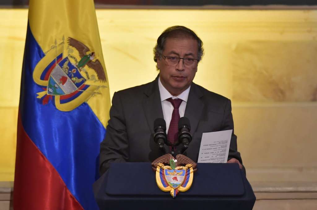 El presidente Gustavo Petro se dirige al Congreso el 20 de julio de 2024.