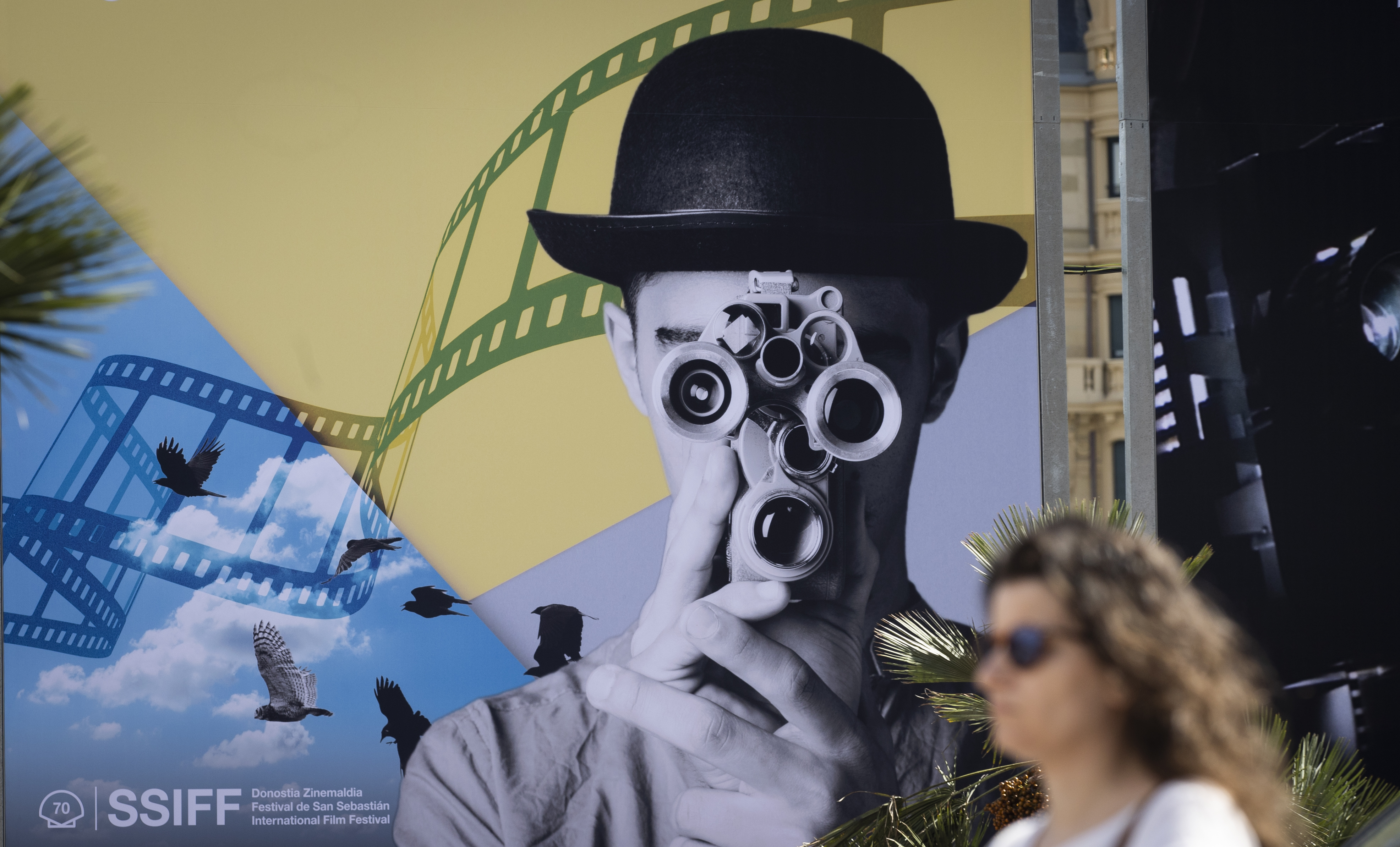 -FOTODELDÍA- GRAFCAV9517. SAN SEBASTIÁN, 14/09/2022.- Vista de uno de los carteles del Festival de Cine de San Sebastián, cuya 70 edición comienza este 16 de septiembre. EFE/ Javier Etxezarreta