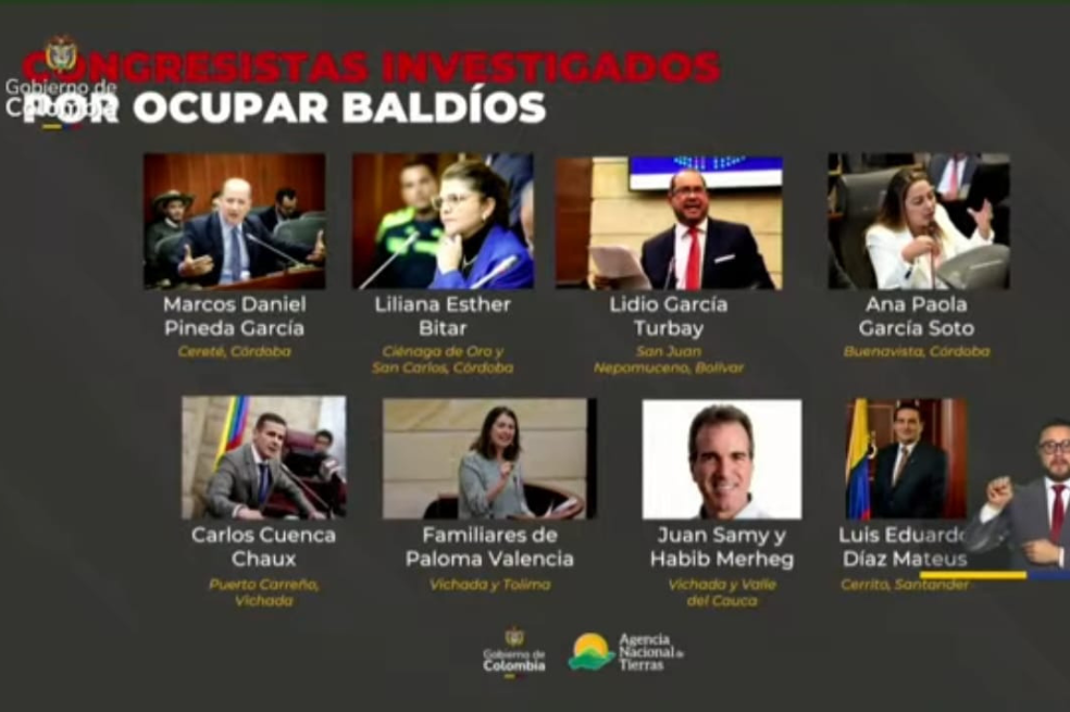 La ANT puso la lupa sobre los congresistas vinculados con ocupación de terrenos de la nación.