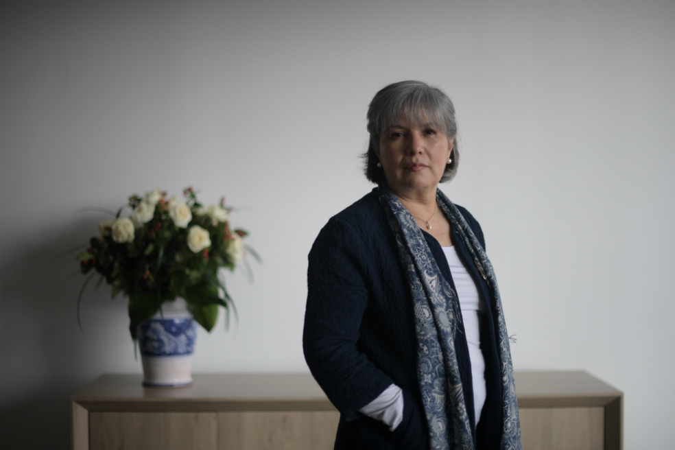 La presidenta de la JEP, Patricia Linares, le insiste al presidente Duque sancionar la ley./ Gustavo Torrijos