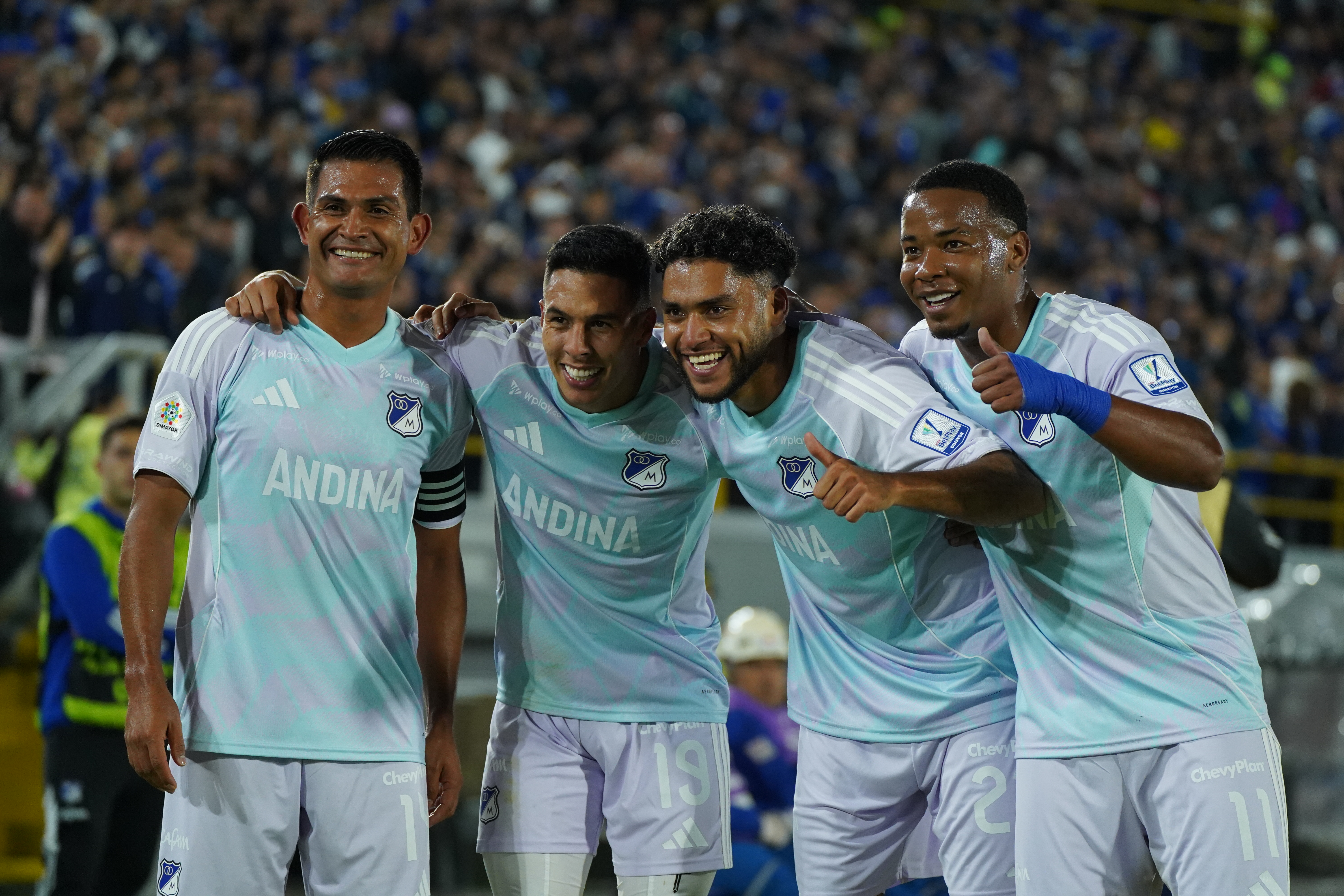 De izquierda a derecha: David Mackalister Silva, Mateo García, Sebastián Valencia y Beckham Castro.