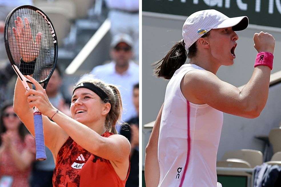 La checa Karolina Muchalová y la polaca Iga Swiatek, finalistas del Roland Garros 2023.