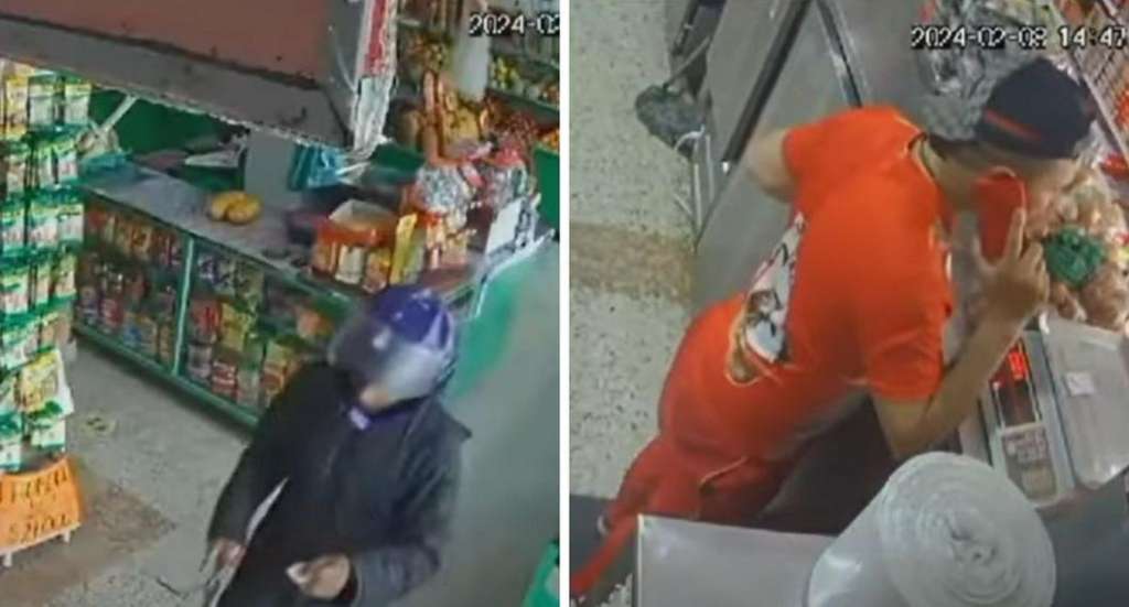 En videos grabados desde cámaras de vigilancia se ve como el delincuente se baja de su moto, se dirige al local y posteriormente le dispara al comerciante.