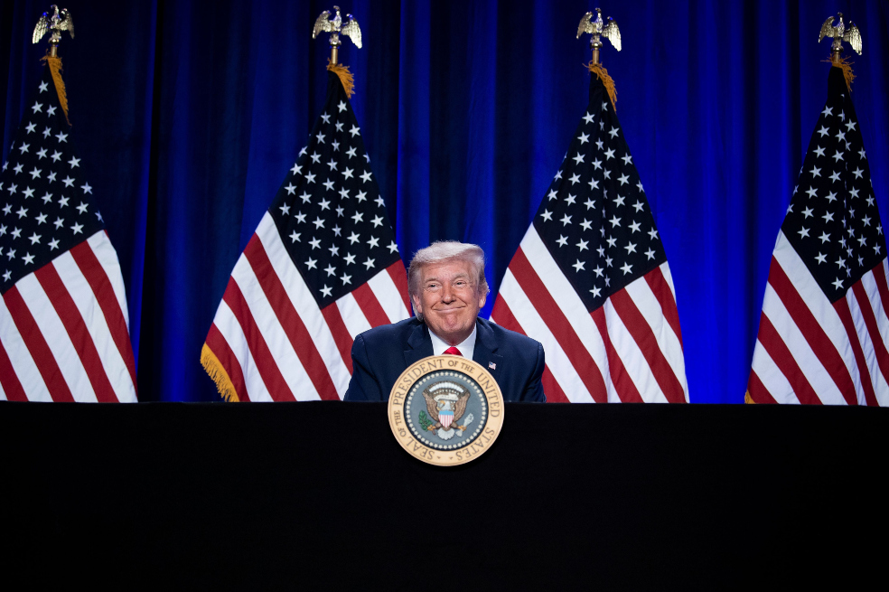 Donald Trump durante su evento en Florida (Estados Unidos).