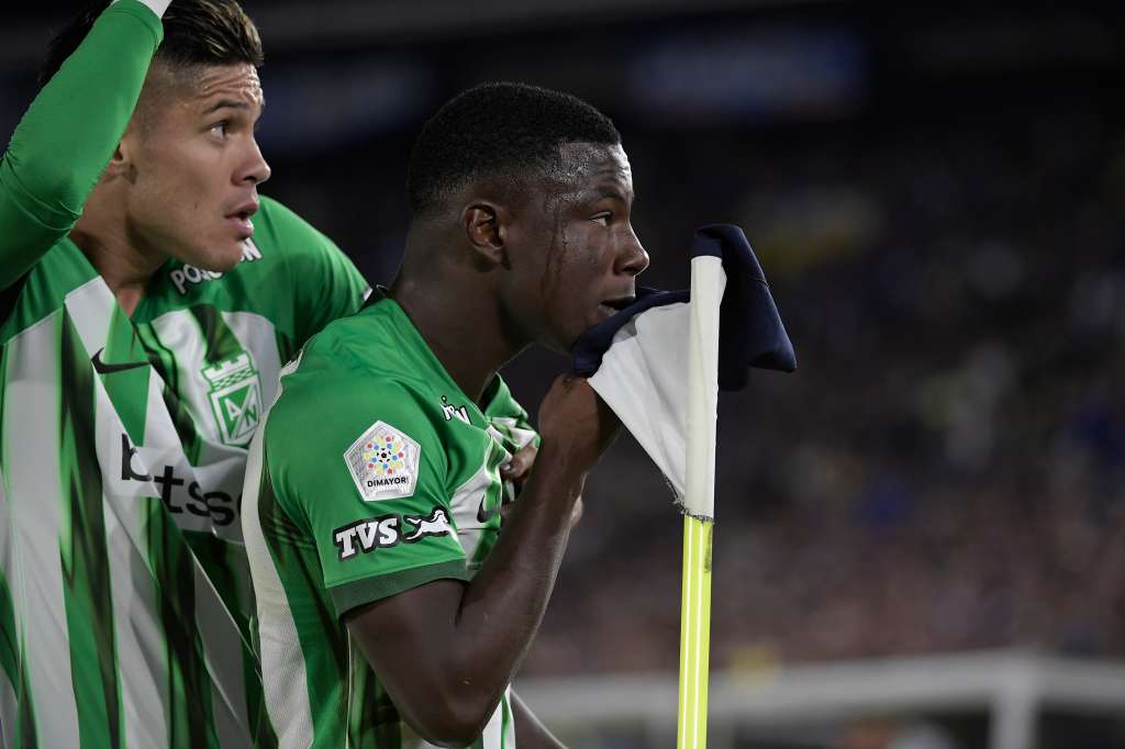 Jugador de Atlético Nacional durante el compromiso ante Millonarios por los cuadrangulares – jornada #3 en el Estadio El Campin de Bogotá