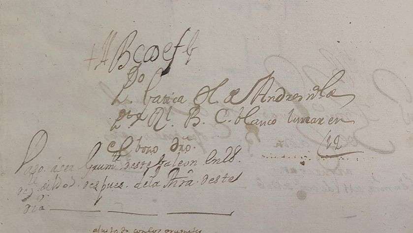 Registro de Pedro Gatica como paje en el galeón San José. Allí se indica que tenía 14 años en 1706, que era hijo de Andrés, oriundo de Puerto Real y sus señas físicas más notables. También tiene una nota que dice que pasó a ser grumete el 28 de septiembre de 1707.