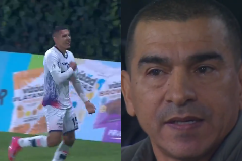 La reacción de Víctor Aristizábal al primer gol de su hijo como profesional